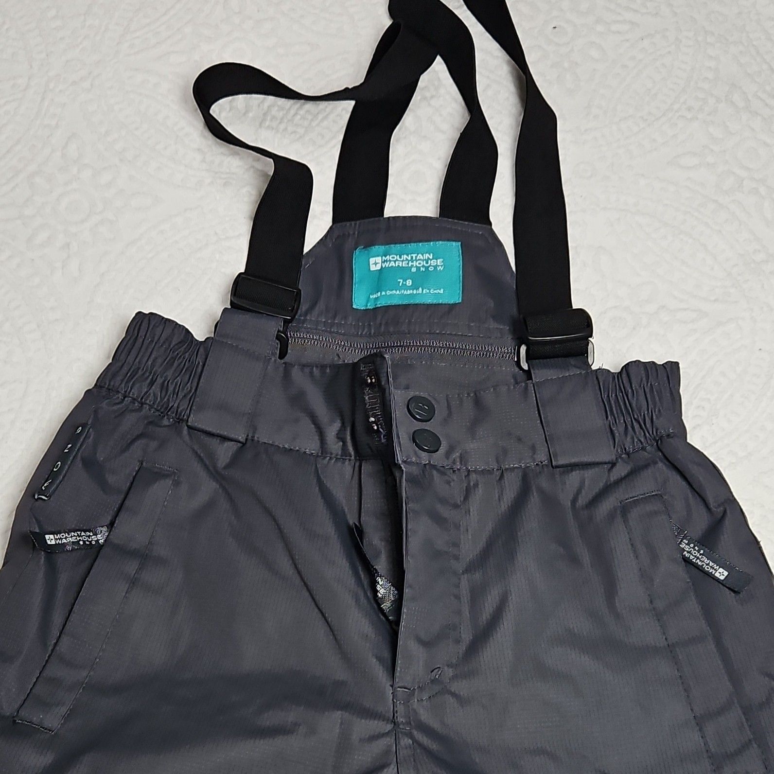 Mountain Warehouse Unisex Kids Gray Snow Bib Pants 7-8 Ski Snowboard — image 7 of 8